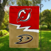 New Jersey Devils vs Anaheim Ducks House Divided Flag, NHL House Divided Flag