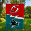 New Jersey Devils vs San Jose Sharks House Divided Flag, NHL House Divided Flag