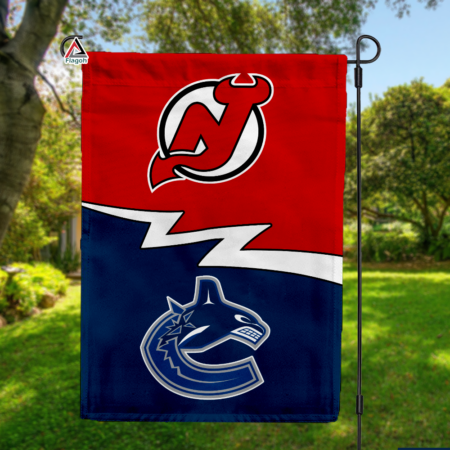 Devils vs Canucks House Divided Flag, NHL House Divided Flag