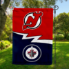 New Jersey Devils vs Winnipeg Jets House Divided Flag, NHL House Divided Flag