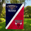 New Orleans Pelicans vs Chicago Bulls House Divided Flag, NBA House Divided Flag