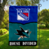 New York Rangers vs San Jose Sharks House Divided Flag, NHL House Divided Flag