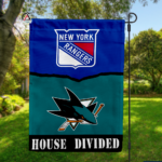 Rangers vs Sharks House Divided Flag, NHL House Divided Flag