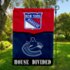 New York Rangers vs Vancouver Canucks House Divided Flag, NHL House Divided Flag