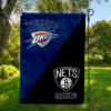 Oklahoma City Thunder vs Brooklyn Nets House Divided Flag, NBA House Divided Flag