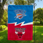 Thunder vs Bulls House Divided Flag, NBA House Divided Flag