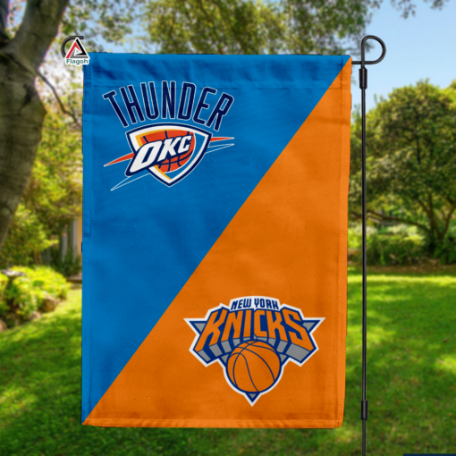 Thunder vs Knicks House Divided Flag, NBA House Divided Flag