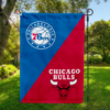 Philadelphia 76ers vs Chicago Bulls House Divided Flag, NBA House Divided Flag