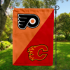 Philadelphia Flyers vs Calgary Flames House Divided Flag, NHL House Divided Flag