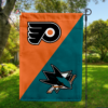 Philadelphia Flyers vs San Jose Sharks House Divided Flag, NHL House Divided Flag