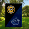 Pittsburgh Penguins vs Vancouver Canucks House Divided Flag, NHL House Divided Flag