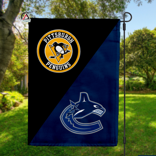 Penguins vs Canucks House Divided Flag, NHL House Divided Flag