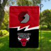 Portland Trail Blazers vs Chicago Bulls House Divided Flag, NBA House Divided Flag