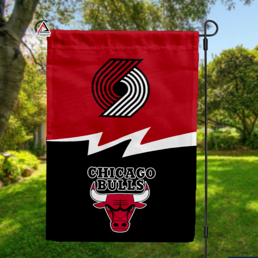 Trail Blazers vs Bulls House Divided Flag, NBA House Divided Flag