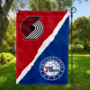 Portland Trail Blazers vs Philadelphia 76ers House Divided Flag, NBA House Divided Flag