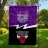 Sacramento Kings vs Chicago Bulls House Divided Flag, NBA House Divided Flag