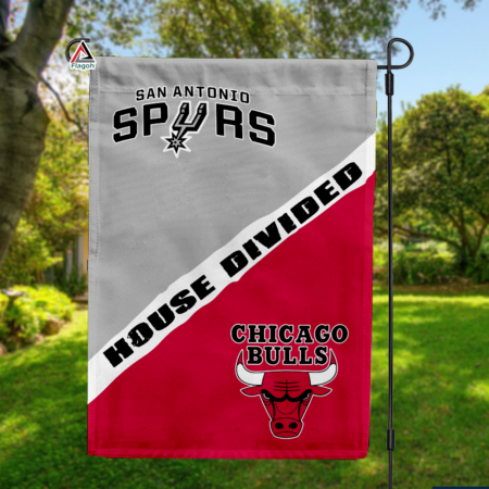 Spurs vs Bulls House Divided Flag, NBA House Divided Flag