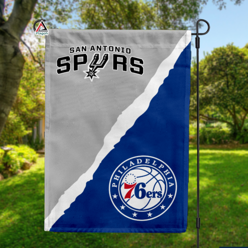 Spurs vs 76ers House Divided Flag, NBA House Divided Flag