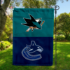 San Jose Sharks vs Vancouver Canucks House Divided Flag, NHL House Divided Flag