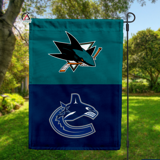 Sharks vs Canucks House Divided Flag, NHL House Divided Flag