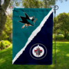 San Jose Sharks vs Winnipeg Jets House Divided Flag, NHL House Divided Flag