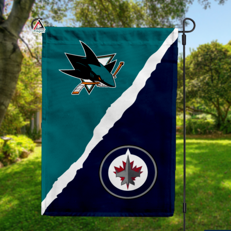 Sharks vs Jets House Divided Flag, NHL House Divided Flag