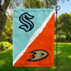 Seattle Kraken vs Anaheim Ducks House Divided Flag, NHL House Divided Flag