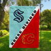 Seattle Kraken vs Calgary Flames House Divided Flag, NHL House Divided Flag