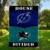 Tampa Bay Lightning vs San Jose Sharks House Divided Flag, NHL House Divided Flag