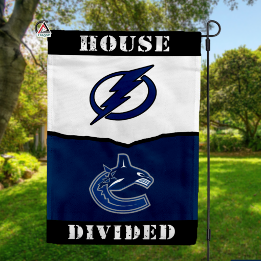 Lightning vs Canucks House Divided Flag, NHL House Divided Flag