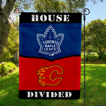 Maple Leafs vs Flames House Divided Flag, NHL House Divided Flag