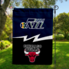 Utah Jazz vs Chicago Bulls House Divided Flag, NBA House Divided Flag