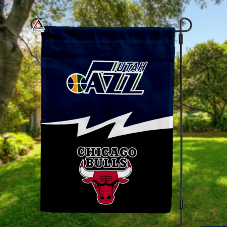 Jazz vs Bulls House Divided Flag, NBA House Divided Flag