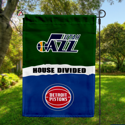 Jazz vs Pistons House Divided Flag, NBA House Divided Flag