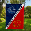 Vancouver Canucks vs Calgary Flames House Divided Flag, NHL House Divided Flag