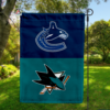 Vancouver Canucks vs San Jose Sharks House Divided Flag, NHL House Divided Flag