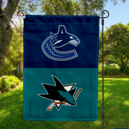 Canucks vs Sharks House Divided Flag, NHL House Divided Flag