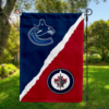 Vancouver Canucks vs Winnipeg Jets House Divided Flag, NHL House Divided Flag