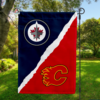 Winnipeg Jets vs Calgary Flames House Divided Flag, NHL House Divided Flag