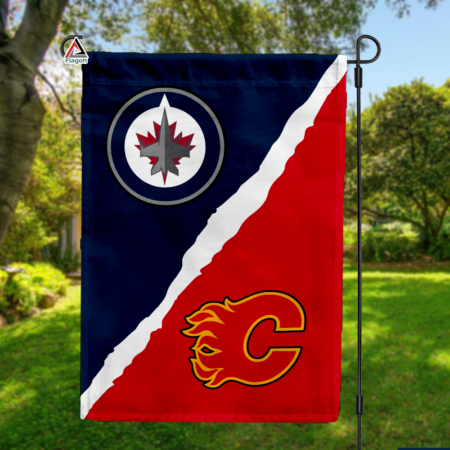 Jets vs Flames House Divided Flag, NHL House Divided Flag