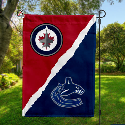 Jets vs Canucks House Divided Flag, NHL House Divided Flag