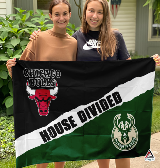 Bulls vs Bucks House Divided Flag, NBA House Divided Flag