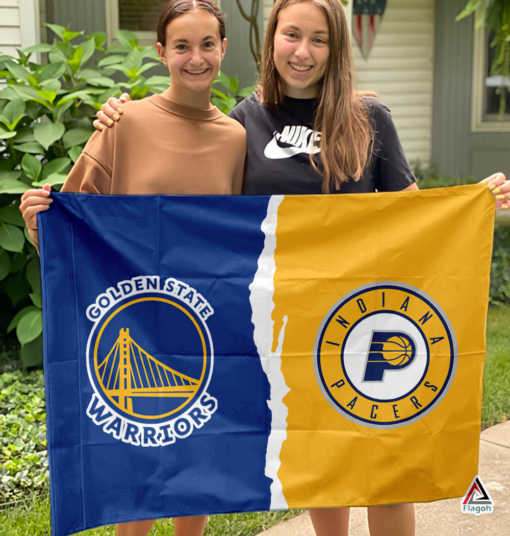 Warriors vs Pacers House Divided Flag, NBA House Divided Flag