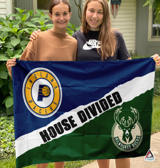 Pacers vs Bucks House Divided Flag, NBA House Divided Flag