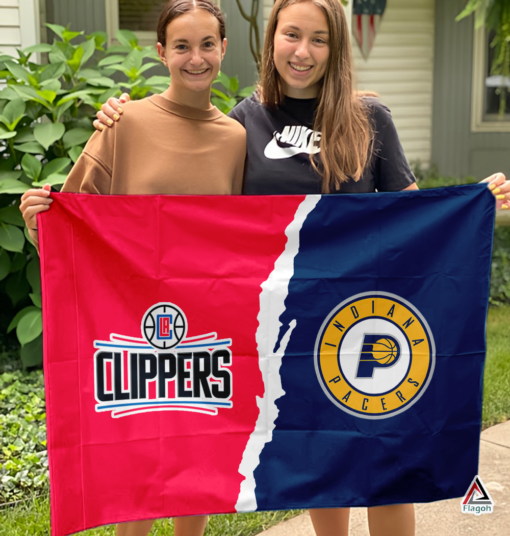 Clippers vs Pacers House Divided Flag, NBA House Divided Flag