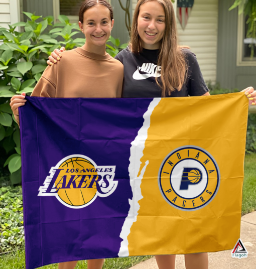 Lakers vs Pacers House Divided Flag, NBA House Divided Flag