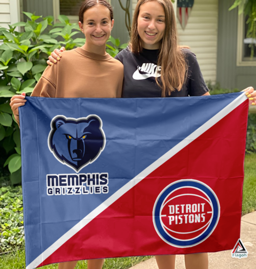 Grizzlies vs Pistons House Divided Flag, NBA House Divided Flag