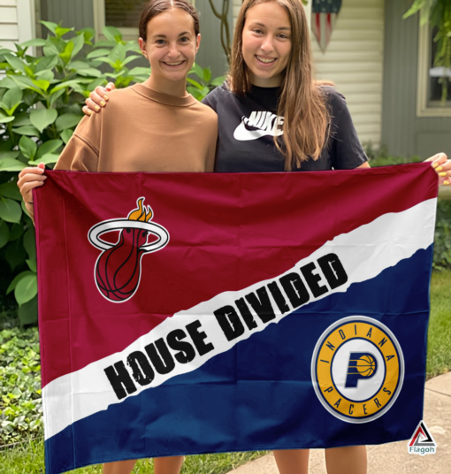 Heat vs Pacers House Divided Flag, NBA House Divided Flag