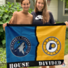 Minnesota Timberwolves vs Indiana Pacers House Divided Flag, NBA House Divided Flag