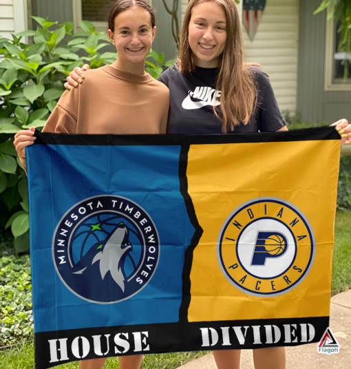 Timberwolves vs Pacers House Divided Flag, NBA House Divided Flag